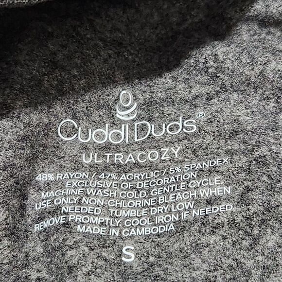 Cuddl Duds Ultra Cozy Thermal Shirt Small Heater Charcoal Thumbholes - Picture 9 of 9